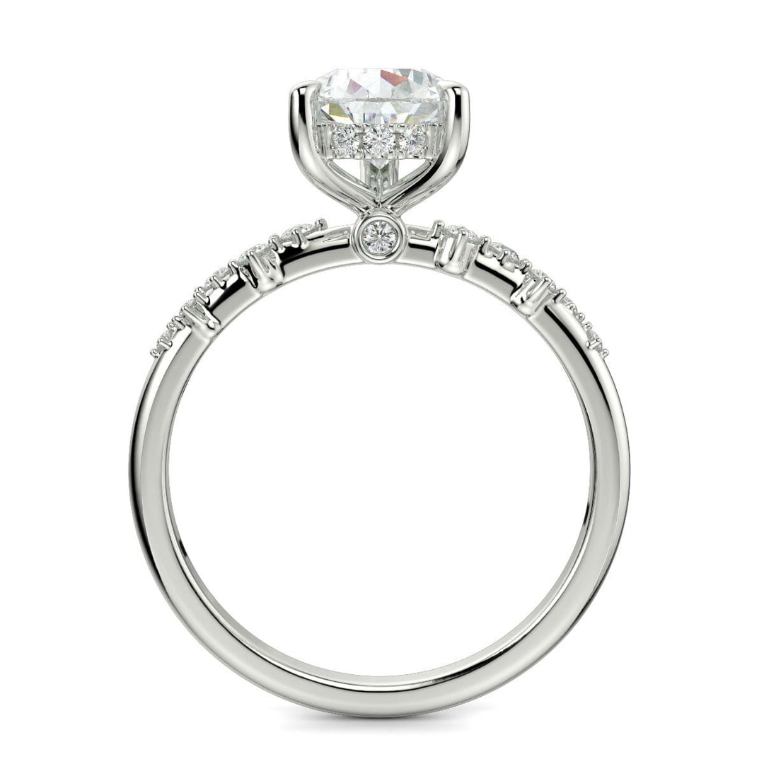 Diana Pear Cut Pave Hidden Halo 4 Prong Claw Set Engagement Ring Setting - Nivetta
