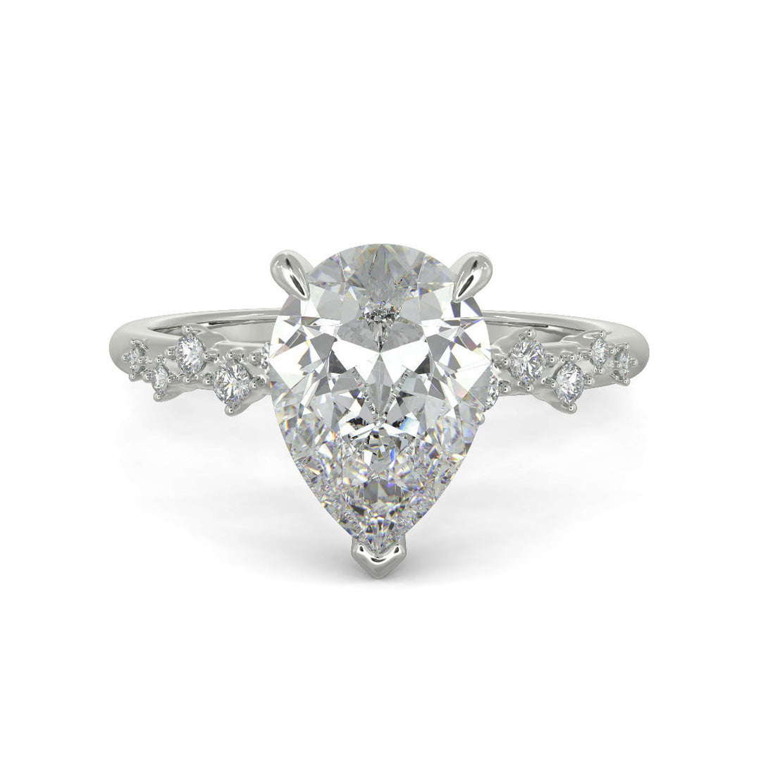 Diana Pear Cut Pave Hidden Halo 4 Prong Claw Set Engagement Ring Setting - Nivetta