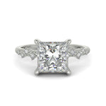 Load image into Gallery viewer, Diana Princess Cut Pave Hidden Halo 4 Prong Claw Set Engagement Ring Setting - Nivetta