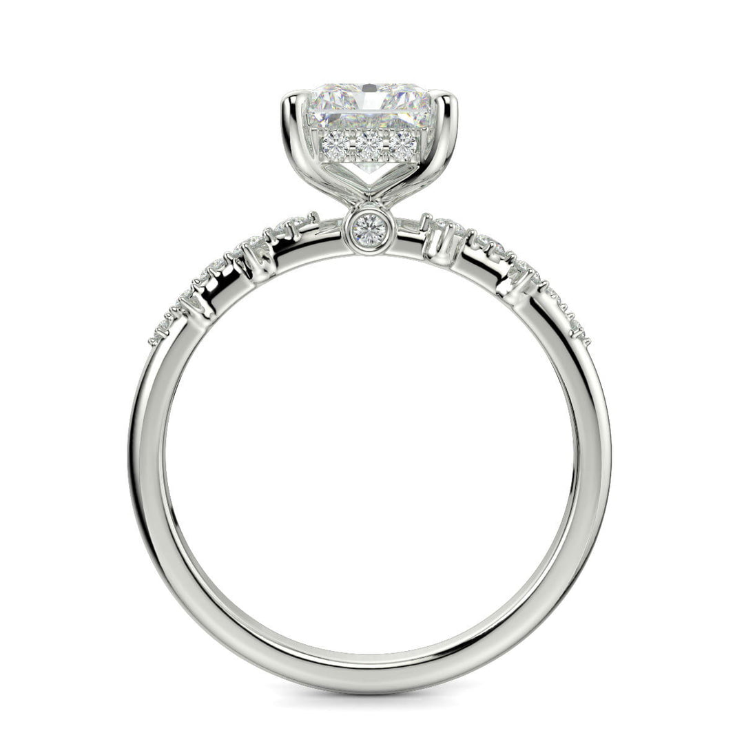 Diana Radiant Cut Pave Hidden Halo 4 Prong Claw Set Engagement Ring Setting - Nivetta