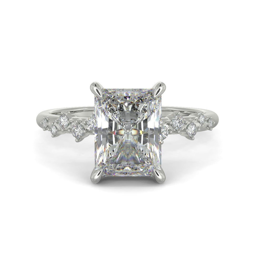 Diana Radiant Cut Pave Hidden Halo 4 Prong Claw Set Engagement Ring Setting - Nivetta