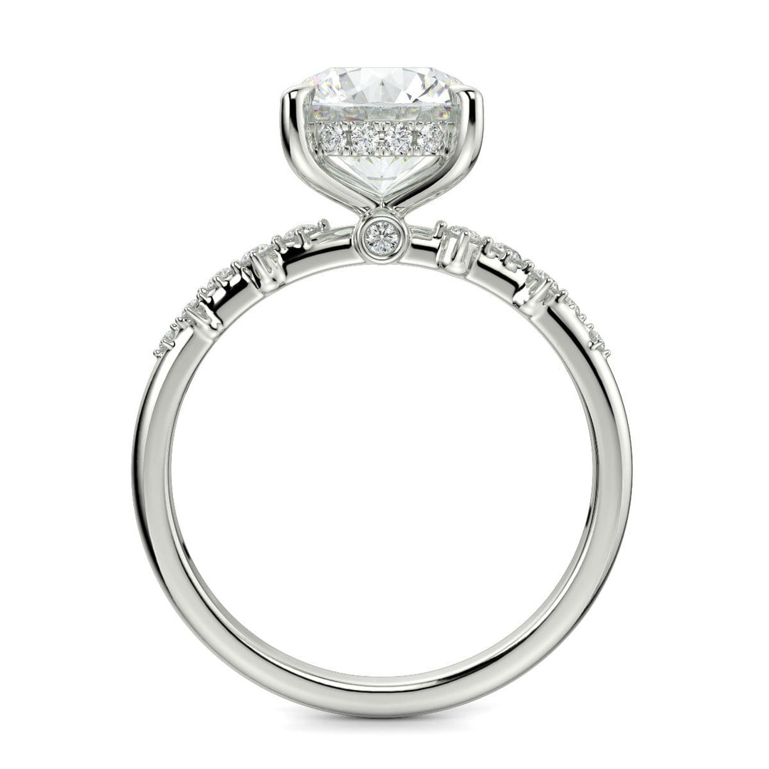 Diana Round Cut Pave Hidden Halo 4 Prong Claw Set Engagement Ring Setting - Nivetta