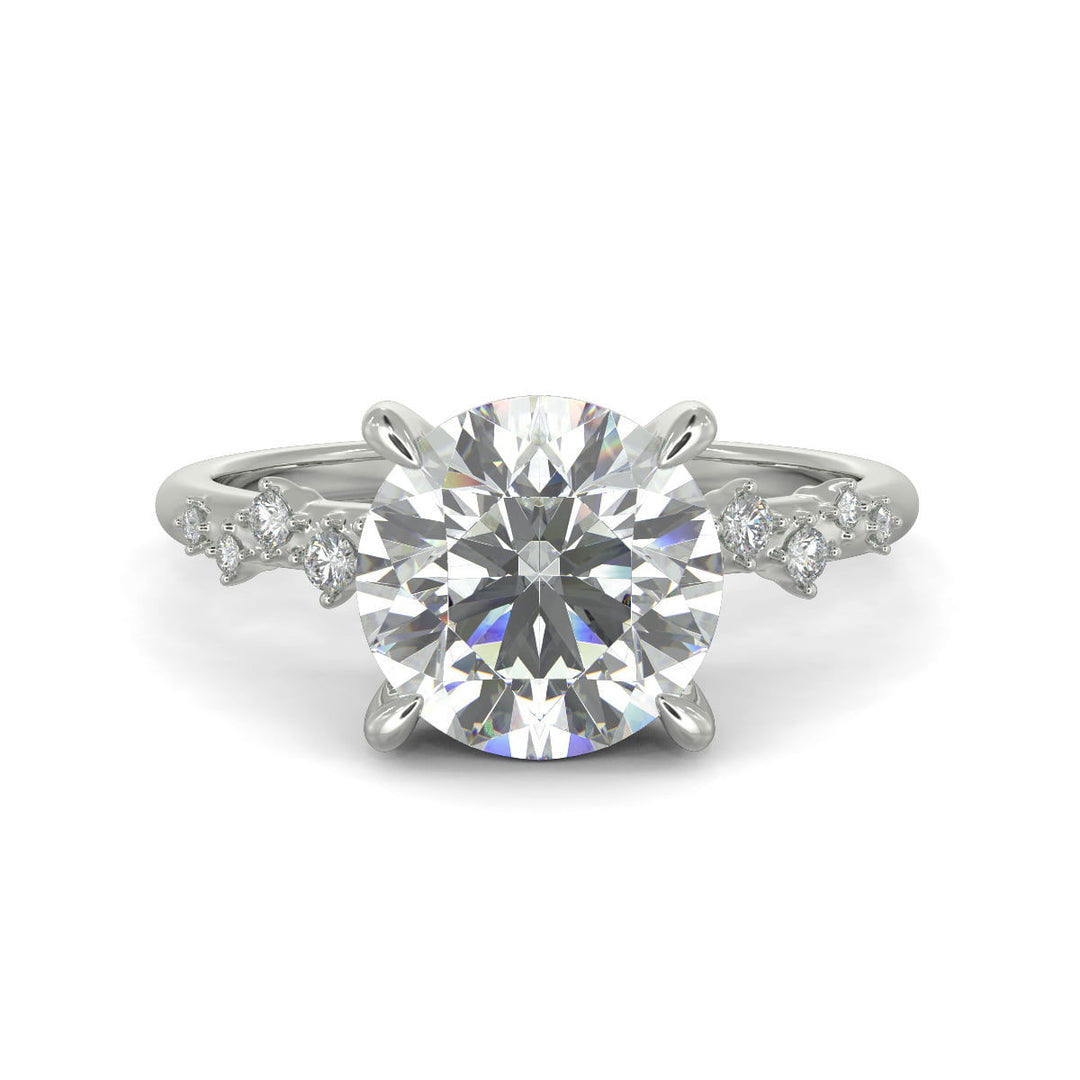 Diana Round Cut Pave Hidden Halo 4 Prong Claw Set Engagement Ring Setting - Nivetta