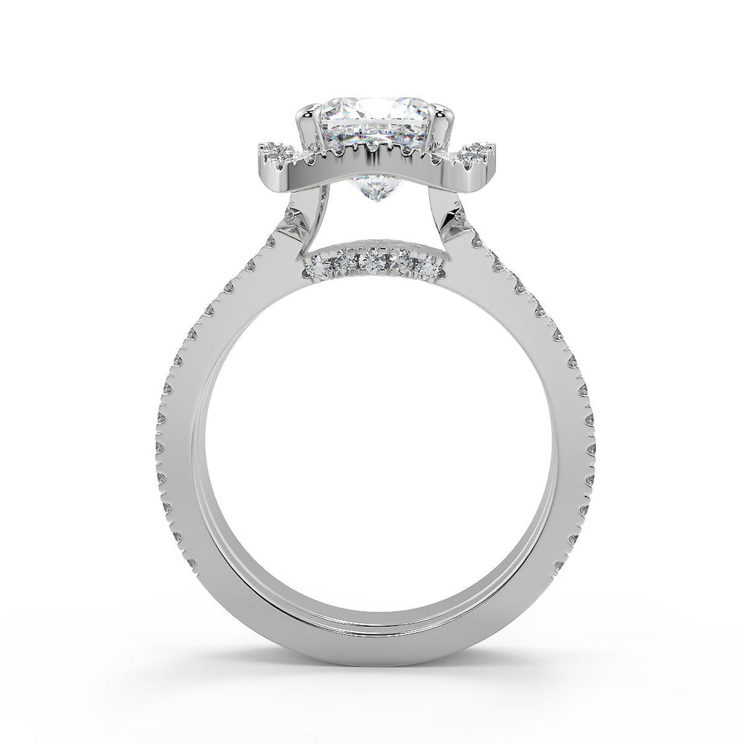 Edith Halo Pave Split Shank Cushion Cut Diamond Engagement Ring - Nivetta