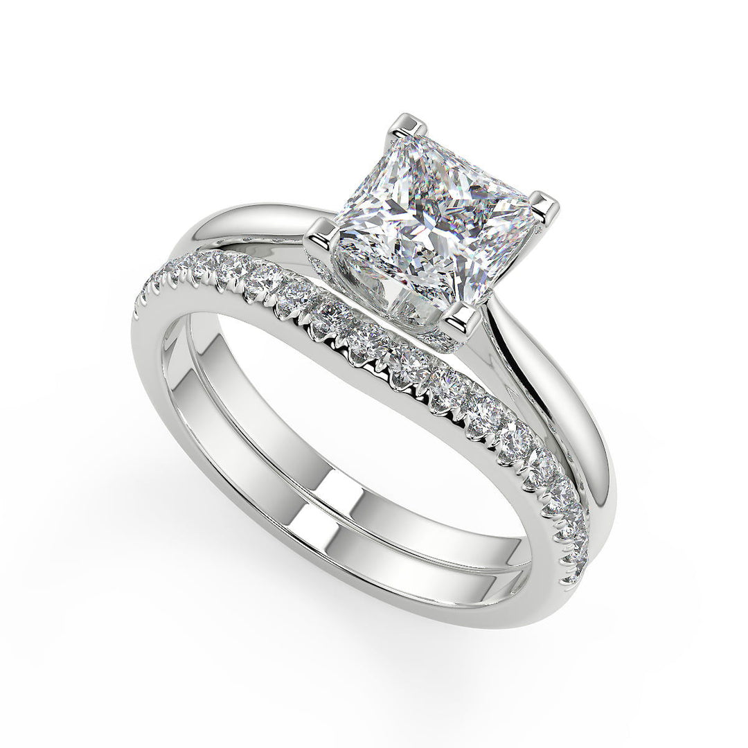 Eileen Squared 4 Claw Solitaire Princess Cut Diamond Engagement Ring - Nivetta