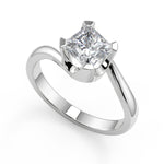 Load image into Gallery viewer, Elaine Bezel Set Twist Solitaire Princess Cut Diamond Engagement Ring - Nivetta