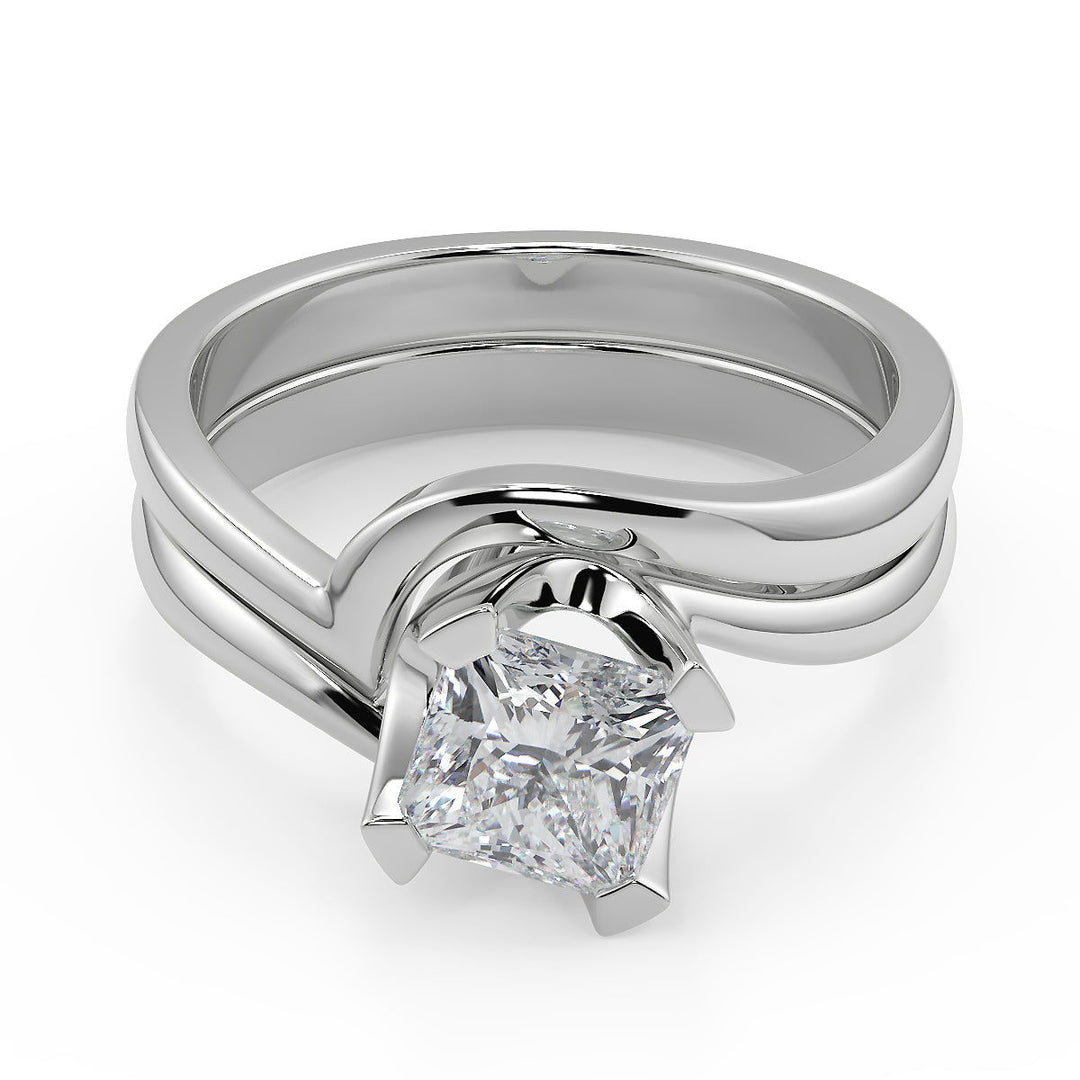 Elaine Bezel Set Twist Solitaire Princess Cut Diamond Engagement Ring - Nivetta