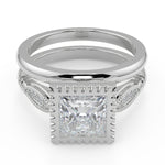 Load image into Gallery viewer, Elle Bezel Set Milgrain Pave Princess Cut Diamond Engagement Ring - Nivetta