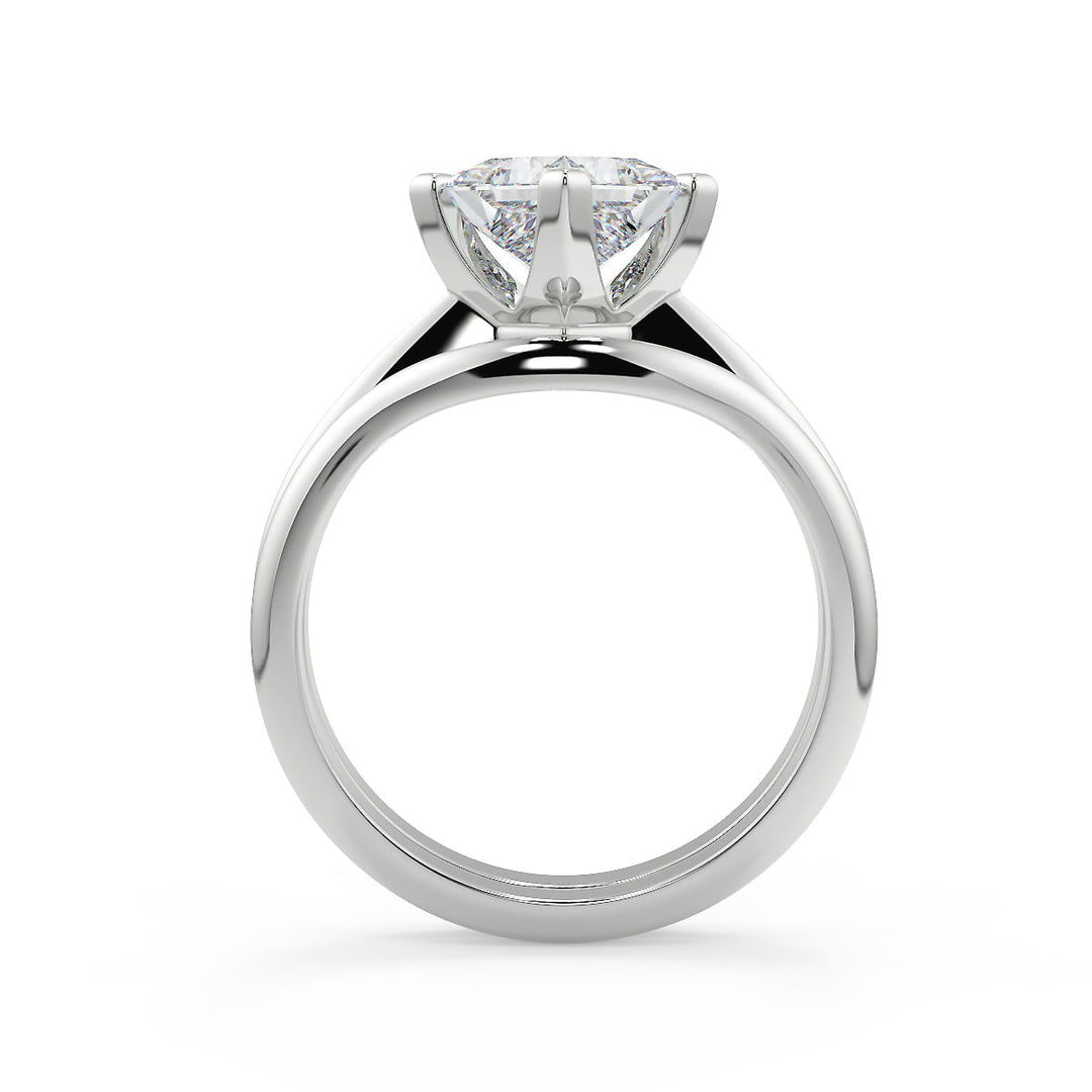 Emerson 4 Claw Compass Set Solitaire Princess Cut Diamond Engagement Ring - Nivetta