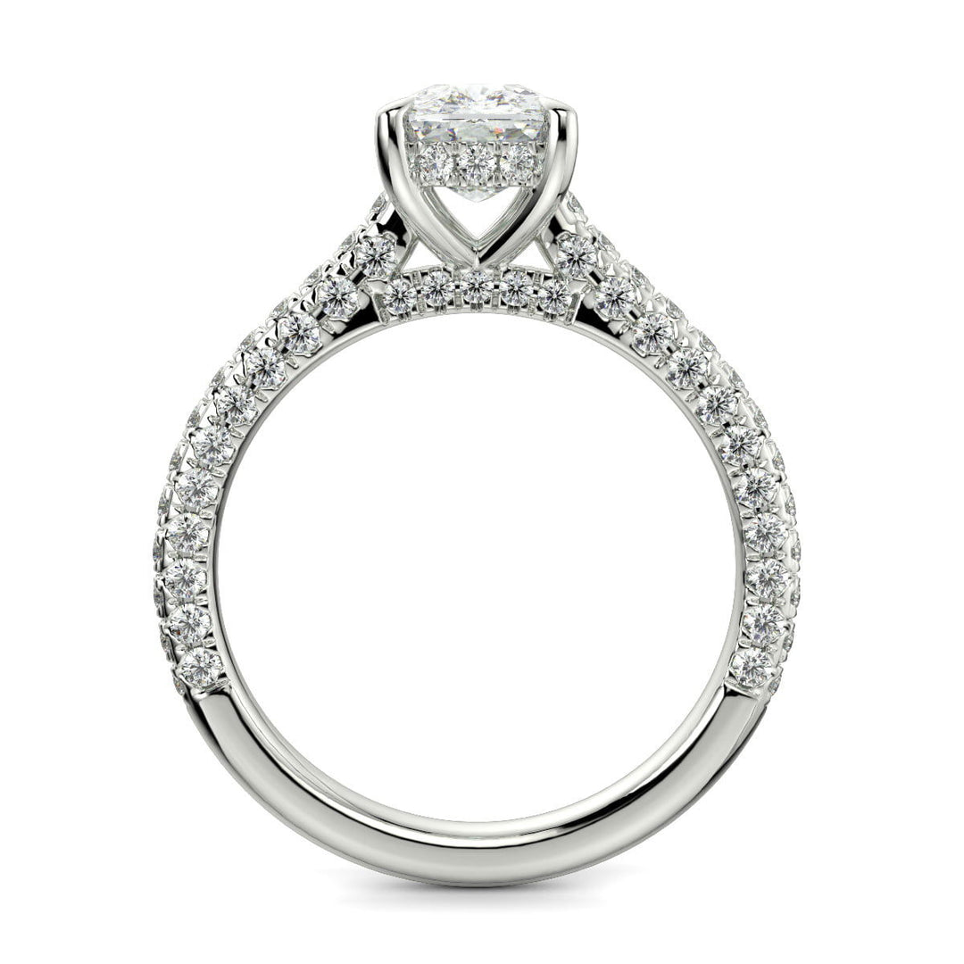 Emilia Cushion Cut Hidden Halo 4 Prong Claw Set Engagement Ring - Nivetta