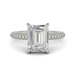 Load image into Gallery viewer, Emilia Emerald Cut Pave Halo 4 Prong Claw Set Engagement Ring - Nivetta