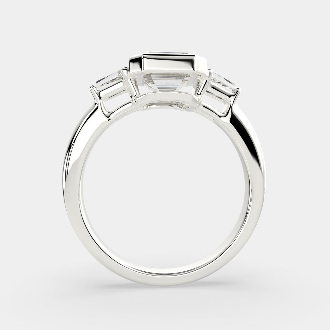 Emilia Emerald Cut Trilogy 3 Stone Engagement Ring Setting - Nivetta