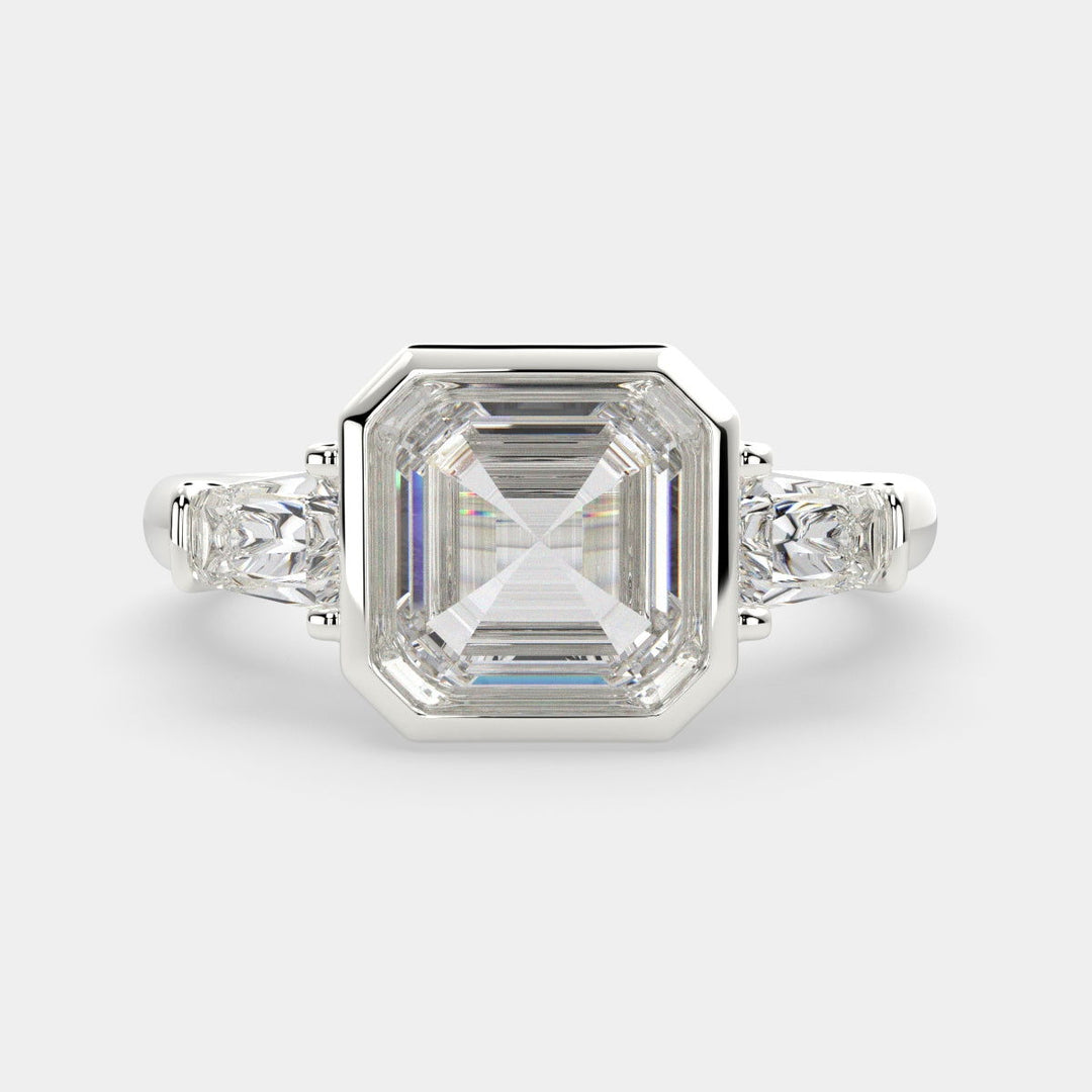 Emilia Emerald Cut Trilogy 3 Stone Engagement Ring Setting - Nivetta