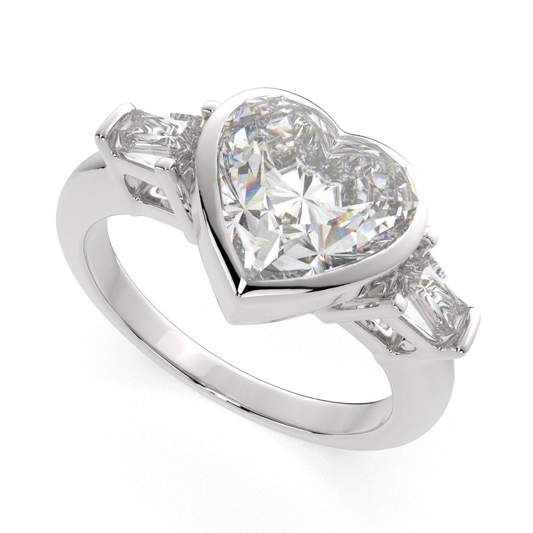 Emilia Heart Cut Trilogy 3 Stone Engagement Ring Setting - Nivetta