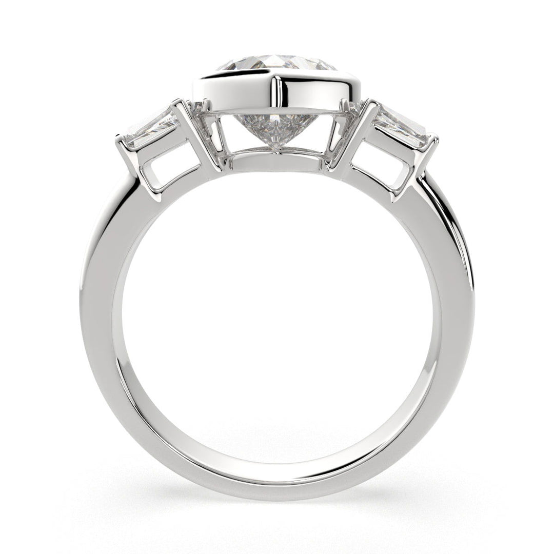 Emilia Heart Cut Trilogy 3 Stone Engagement Ring Setting - Nivetta