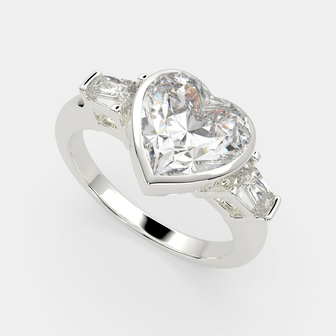 Emilia Heart Cut Trilogy 3 Stone Engagement Ring Setting - Nivetta