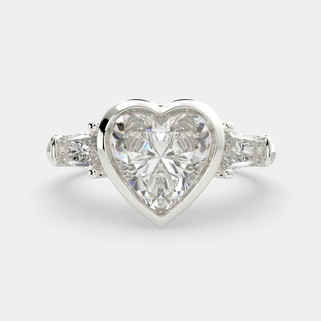 Emilia Heart Cut Trilogy 3 Stone Engagement Ring Setting - Nivetta