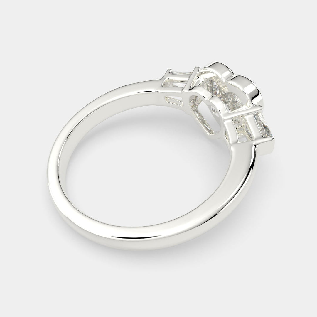 Emilia Heart Cut Trilogy 3 Stone Engagement Ring Setting - Nivetta