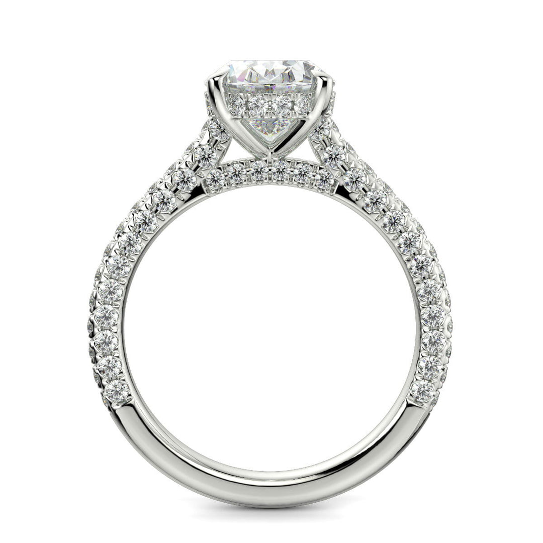 Emilia Oval Cut Pave Hidden Halo 4 Prong Claw Engagement Ring - Nivetta