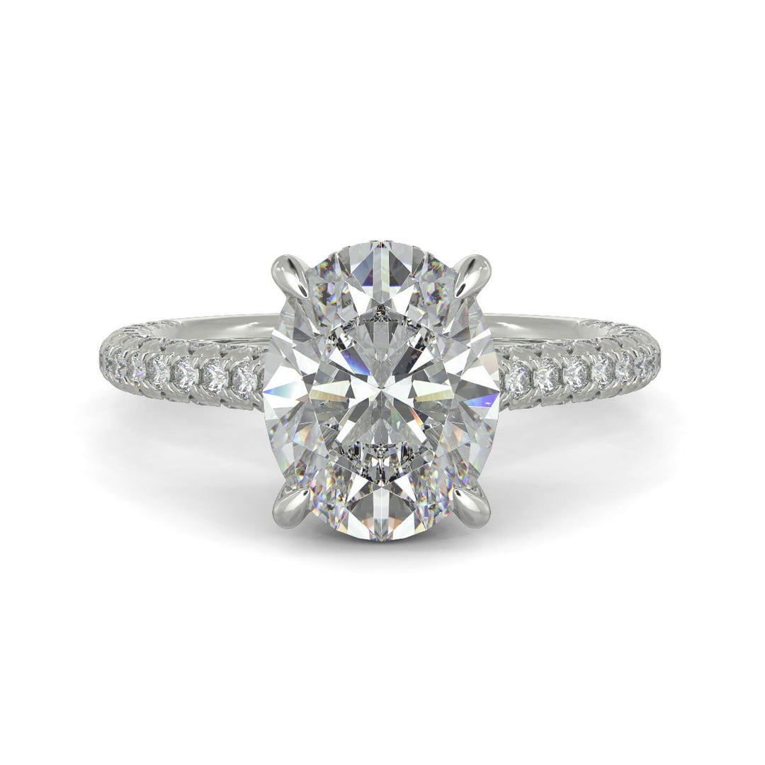 Emilia Oval Cut Pave Hidden Halo 4 Prong Claw Engagement Ring - Nivetta