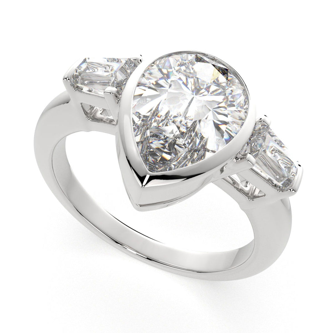 Emilia Pear Cut Trilogy 3 Stone Engagement Ring Setting - Nivetta