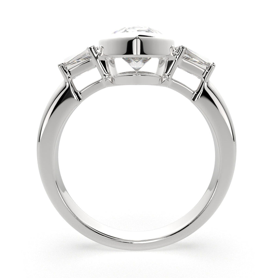 Emilia Pear Cut Trilogy 3 Stone Engagement Ring Setting - Nivetta