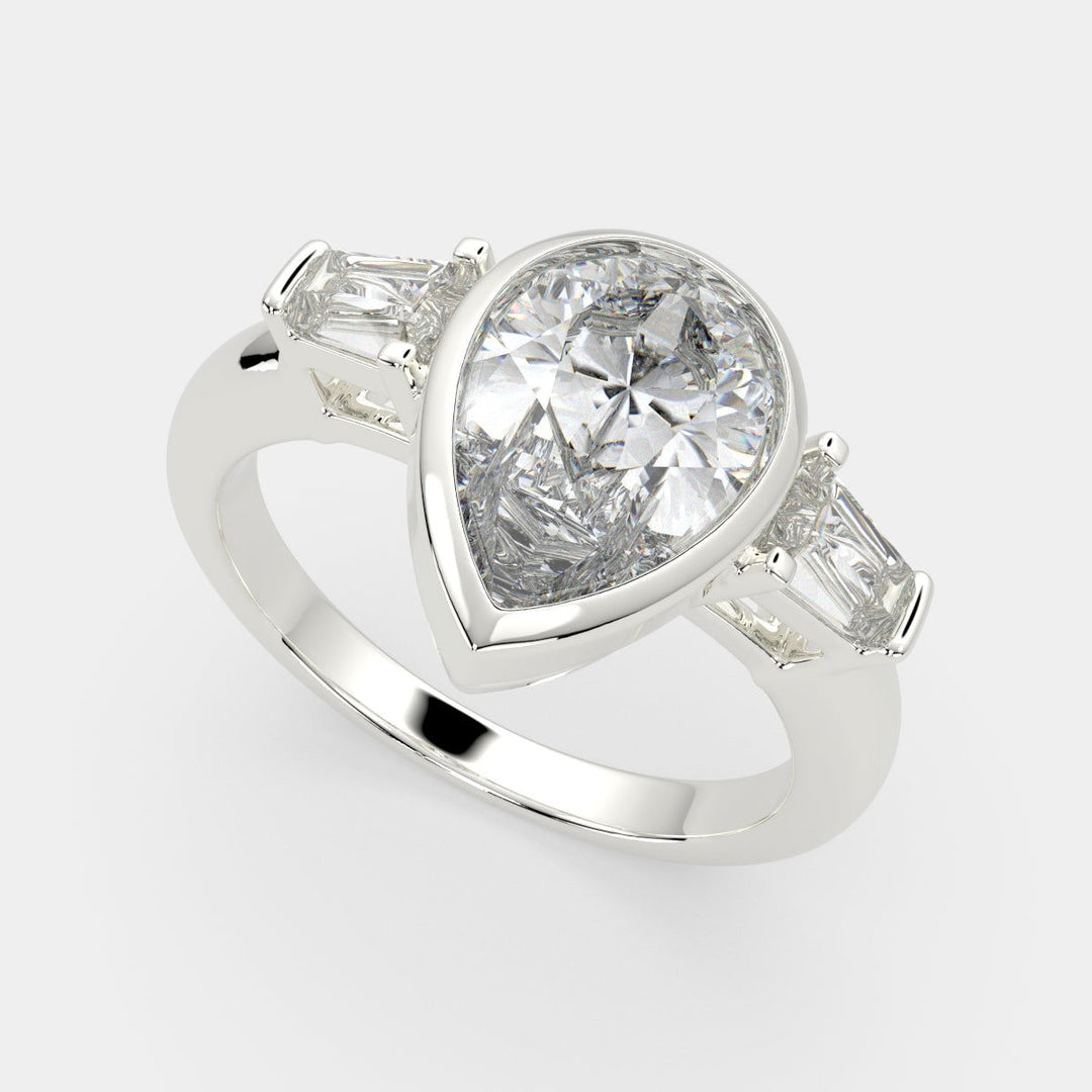 Emilia Pear Cut Trilogy 3 Stone Engagement Ring Setting - Nivetta
