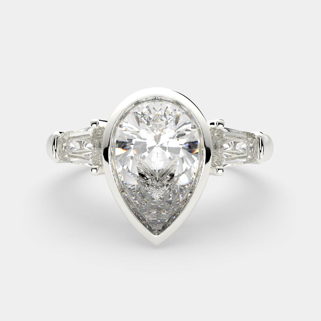 Emilia Pear Cut Trilogy 3 Stone Engagement Ring Setting - Nivetta