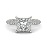 Load image into Gallery viewer, Emilia Princess Cut Pave Halo 4 Prong Claw Set Engagement Ring - Nivetta