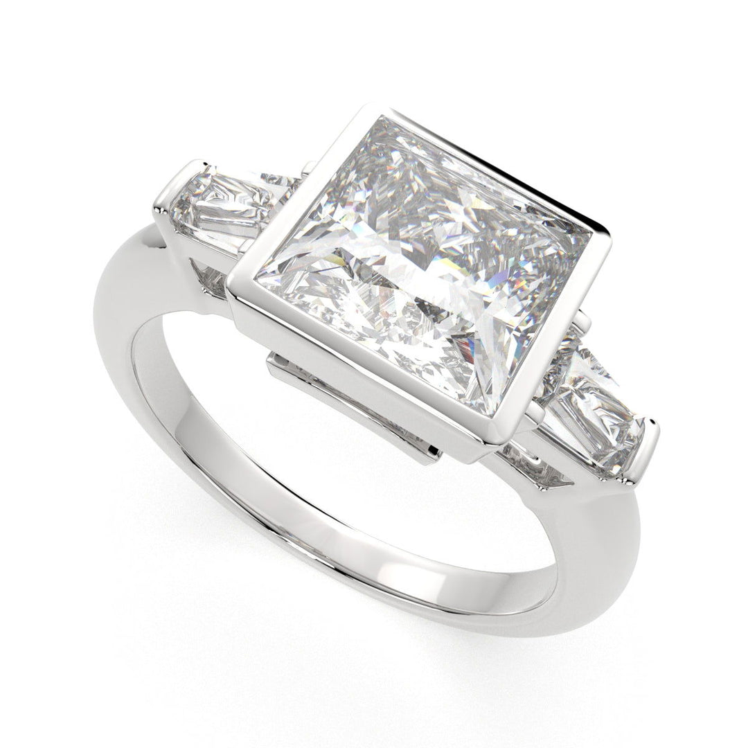 Emilia Princess Cut Trilogy 3 Stone Engagement Ring Setting - Nivetta