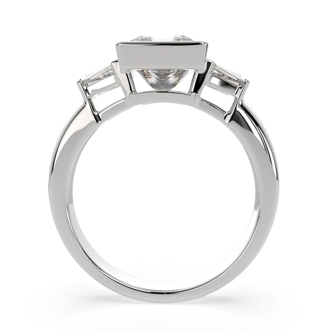 Emilia Princess Cut Trilogy 3 Stone Engagement Ring Setting - Nivetta