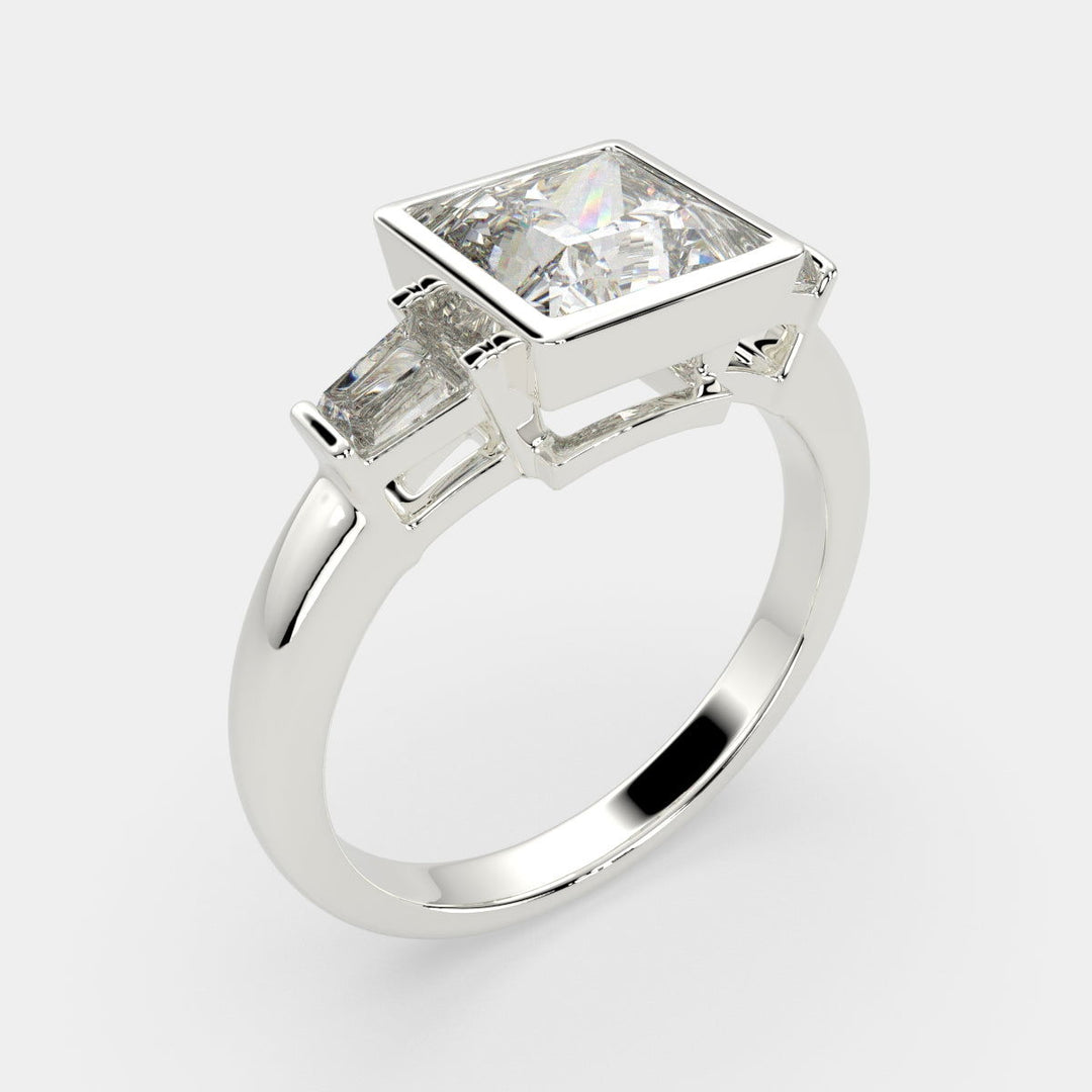Emilia Princess Cut Trilogy 3 Stone Engagement Ring Setting - Nivetta