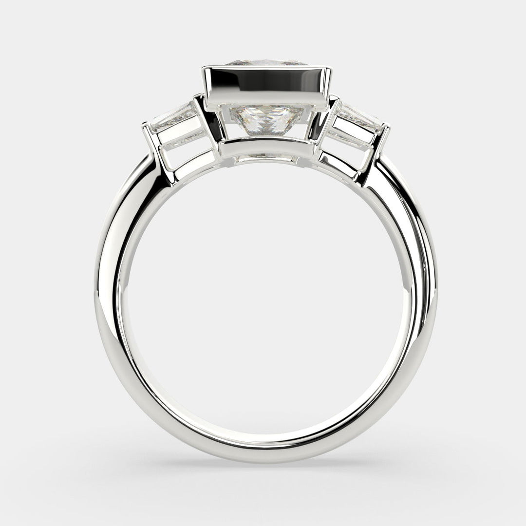 Emilia Princess Cut Trilogy 3 Stone Engagement Ring Setting - Nivetta