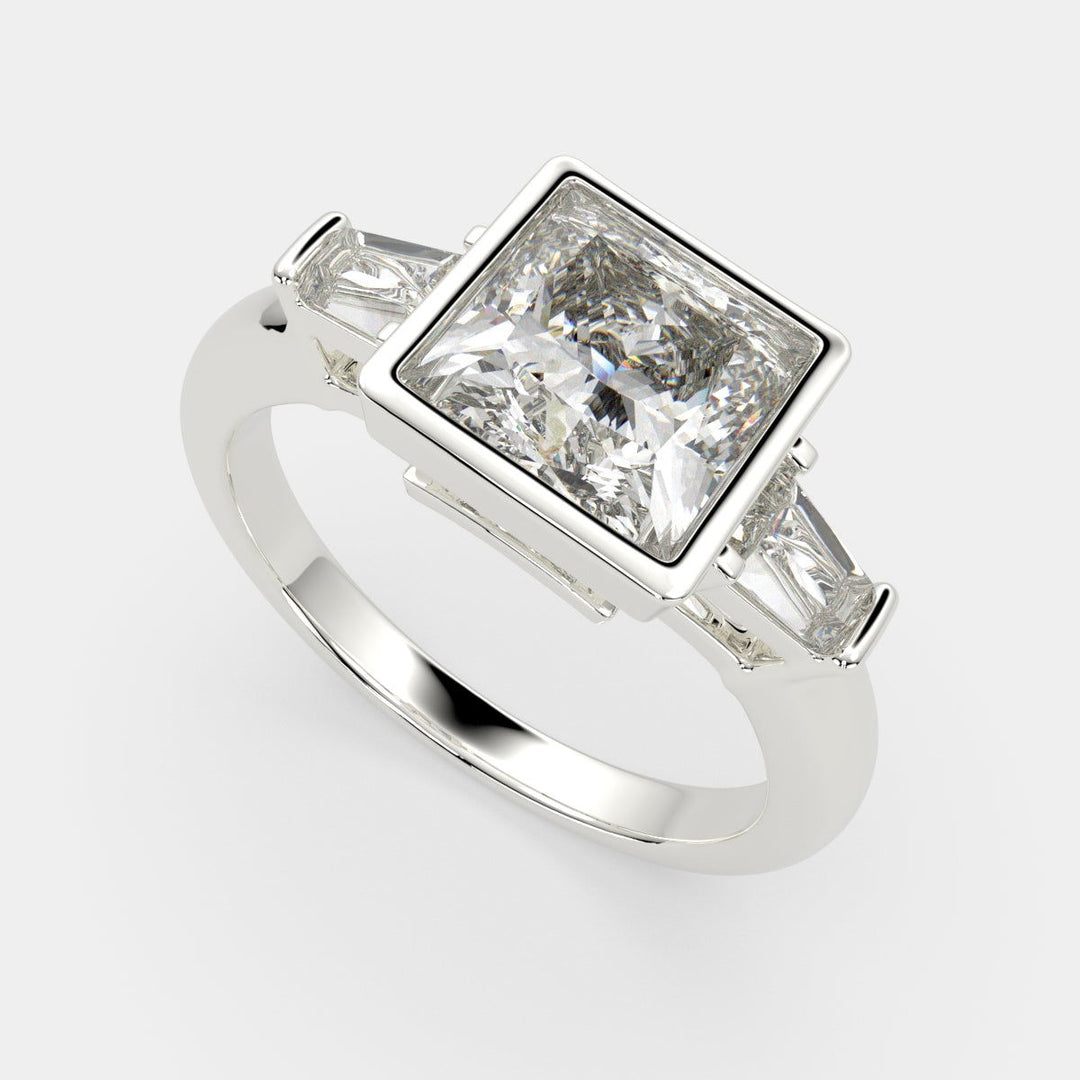Emilia Princess Cut Trilogy 3 Stone Engagement Ring Setting - Nivetta