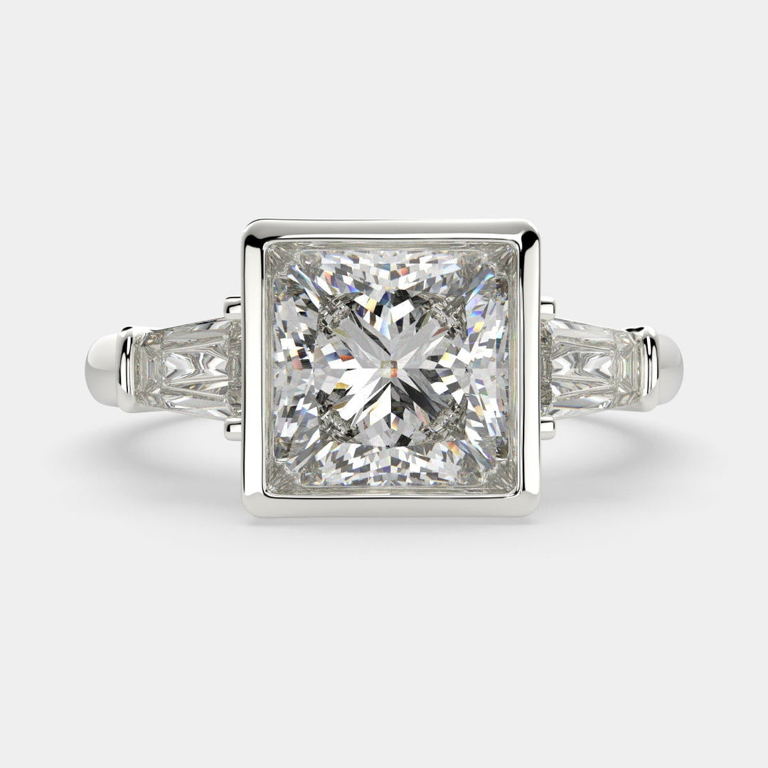 Emilia Princess Cut Trilogy 3 Stone Engagement Ring Setting - Nivetta