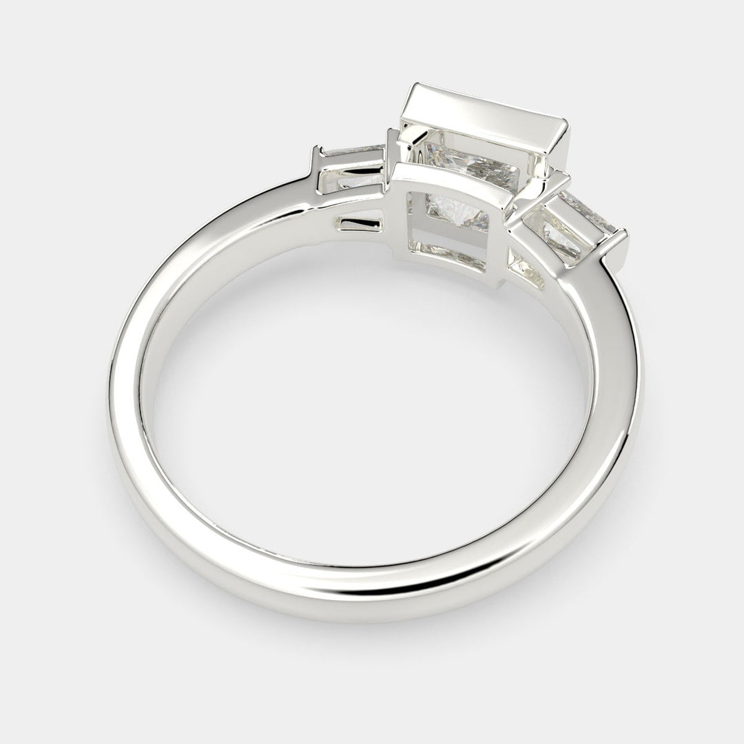 Emilia Princess Cut Trilogy 3 Stone Engagement Ring Setting - Nivetta