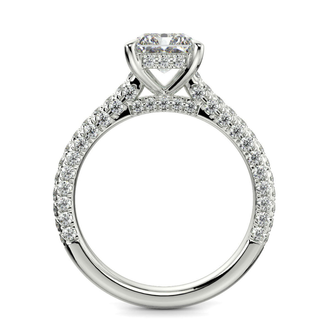 Emilia Radiant Cut Pave Halo 4 Prong Claw Set Engagement Ring - Nivetta