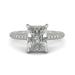 Load image into Gallery viewer, Emilia Radiant Cut Pave Halo 4 Prong Claw Set Engagement Ring - Nivetta