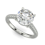 Load image into Gallery viewer, Emilia Round Cut Hidden Halo 4 Prong Claw Set Engagement Ring - Nivetta