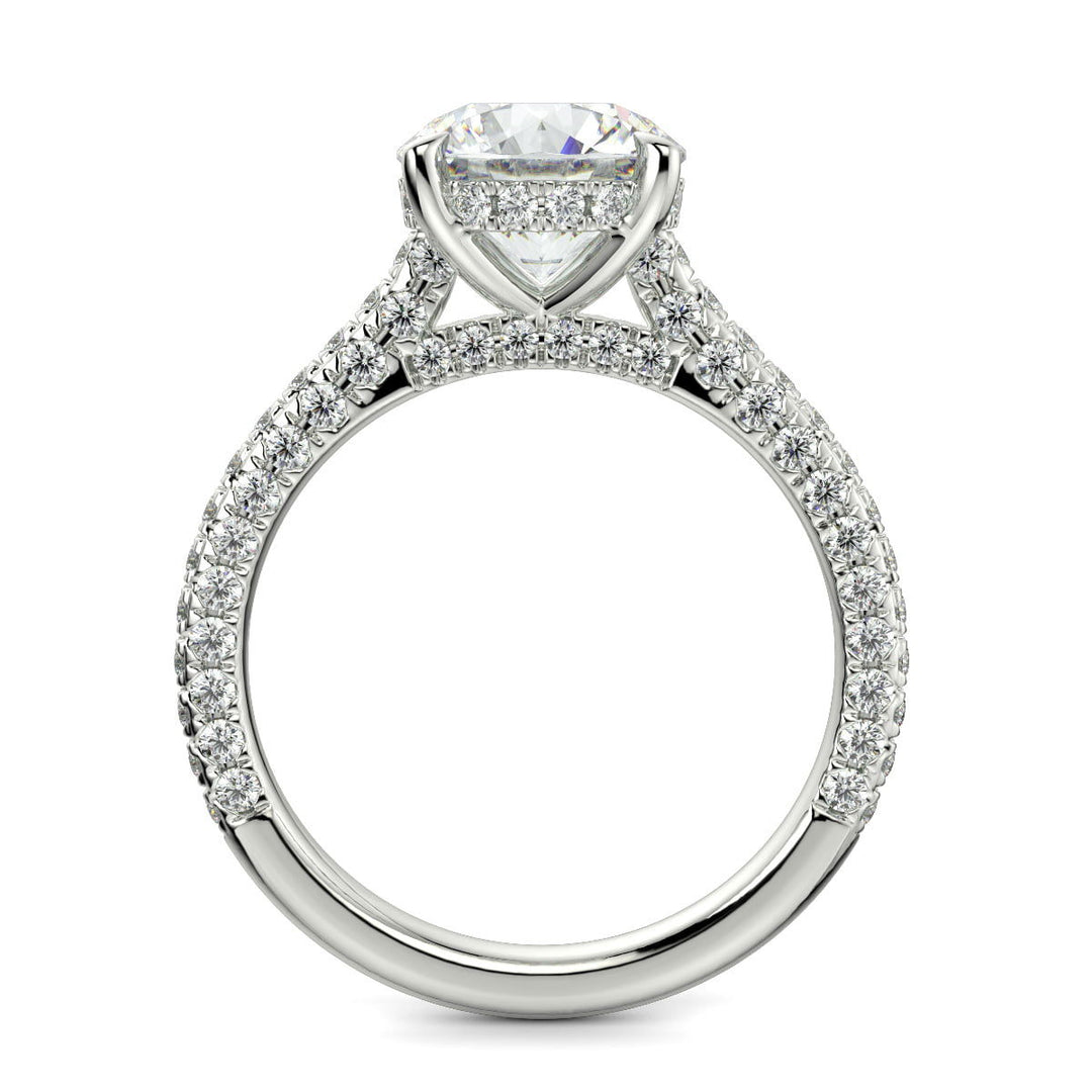 Emilia Round Cut Hidden Halo 4 Prong Claw Set Engagement Ring - Nivetta