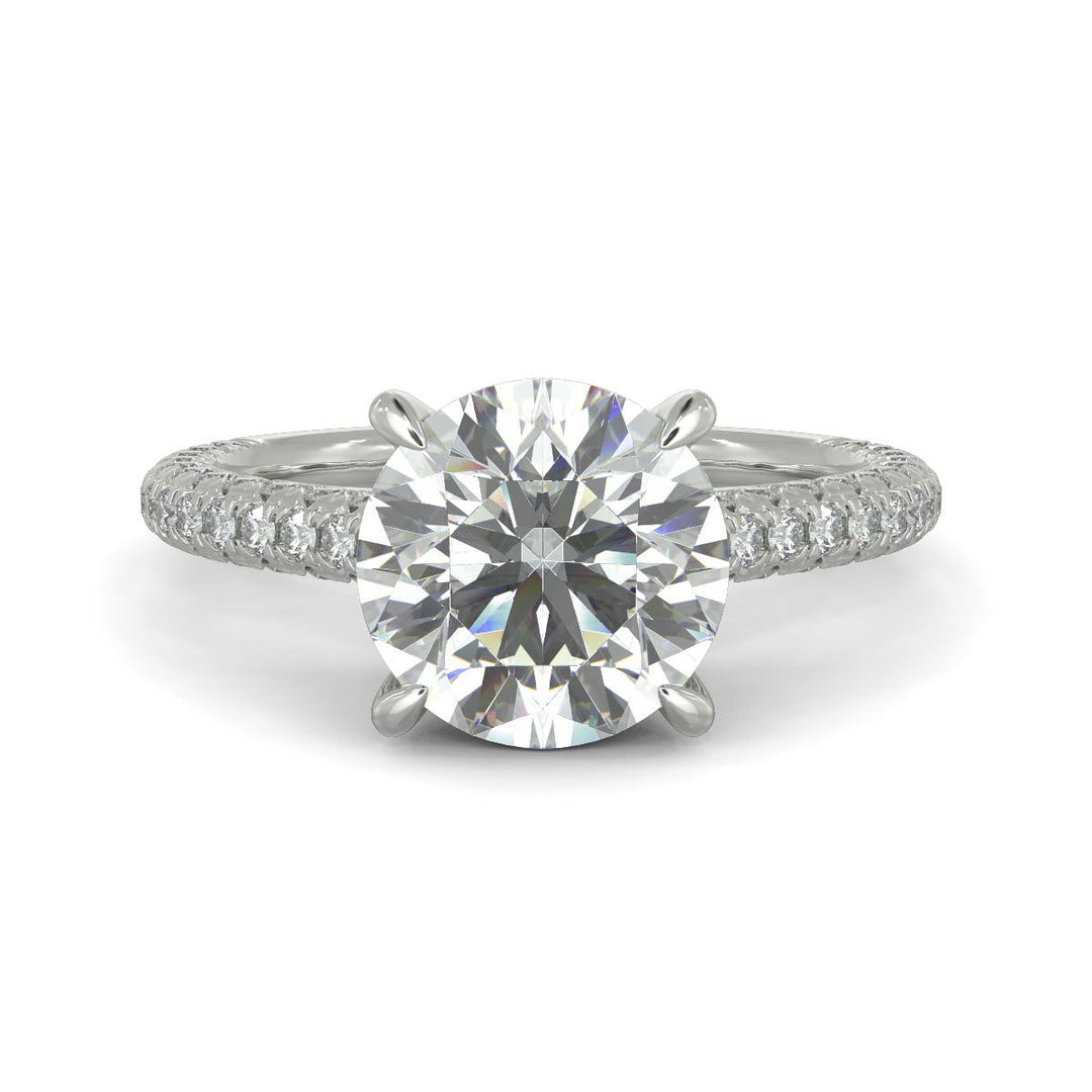 Emilia Round Cut Hidden Halo 4 Prong Claw Set Engagement Ring - Nivetta