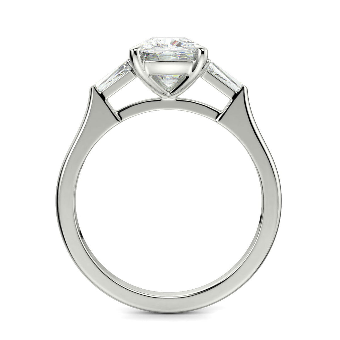 Emma Cushion Cut Trilogy 3 Stone 4 Prong Claw Set Engagement Ring Setting - Nivetta