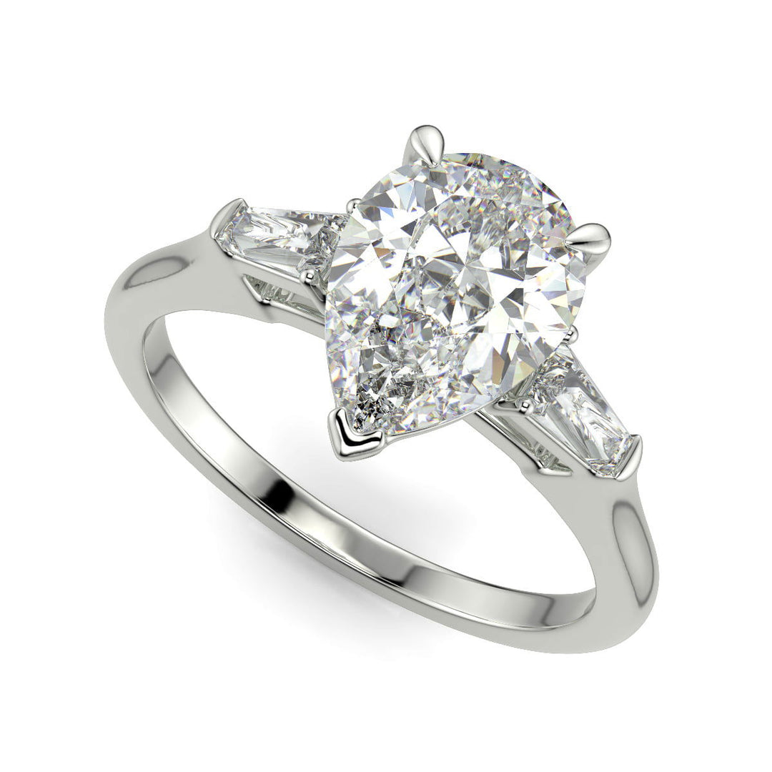Emma Pear Cut Trilogy 3 Stone 4 Prong Claw Set Engagement Ring Setting - Nivetta