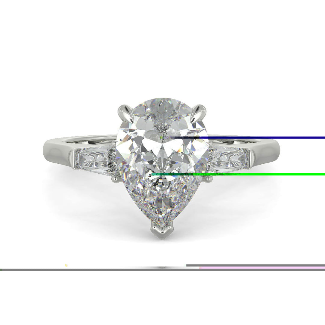 Emma Pear Cut Trilogy 3 Stone 4 Prong Claw Set Engagement Ring Setting - Nivetta