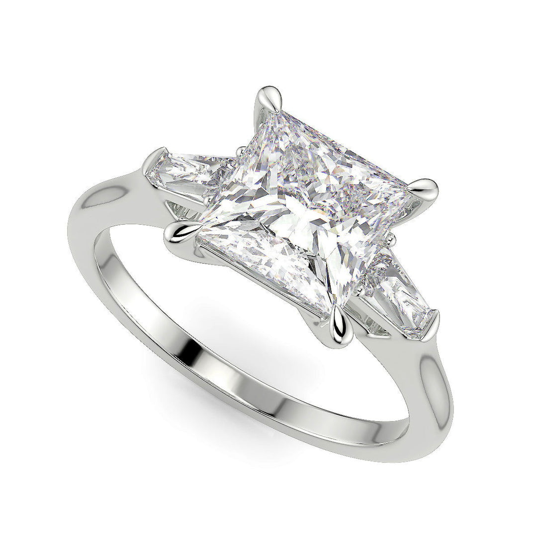 Emma Princess Cut Trilogy 3 Stone 4 Prong Claw Set Engagement Ring Setting - Nivetta