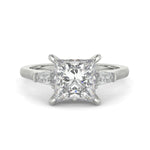 Load image into Gallery viewer, Emma Princess Cut Trilogy 3 Stone 4 Prong Claw Set Engagement Ring Setting - Nivetta