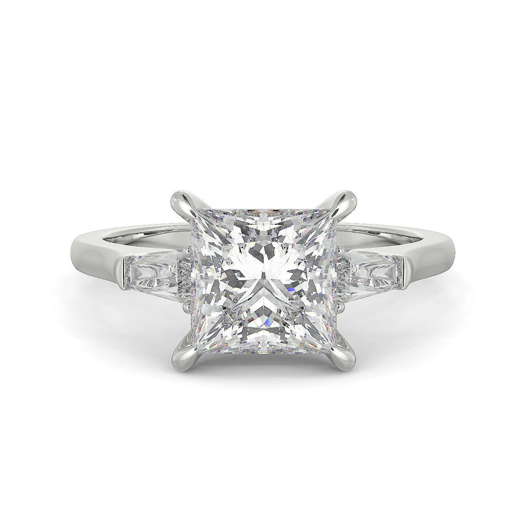 Emma Princess Cut Trilogy 3 Stone 4 Prong Claw Set Engagement Ring Setting - Nivetta