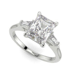 Load image into Gallery viewer, Emma Radiant Cut Trilogy 3 Stone 4 Prong Claw Set Engagement Ring Setting - Nivetta