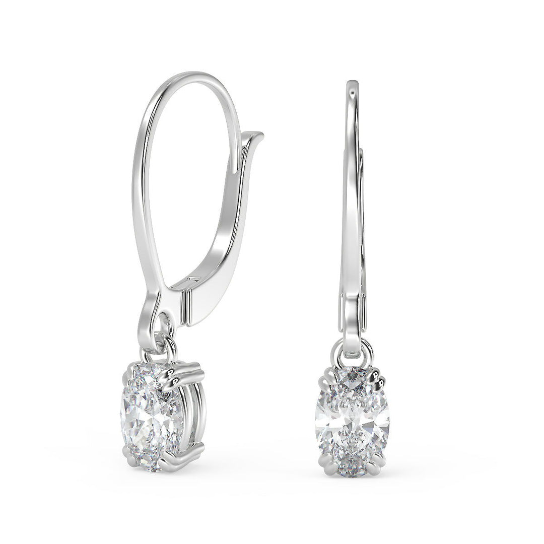 Emmy Oval Cut Double Prong Earrings Leverback - Nivetta