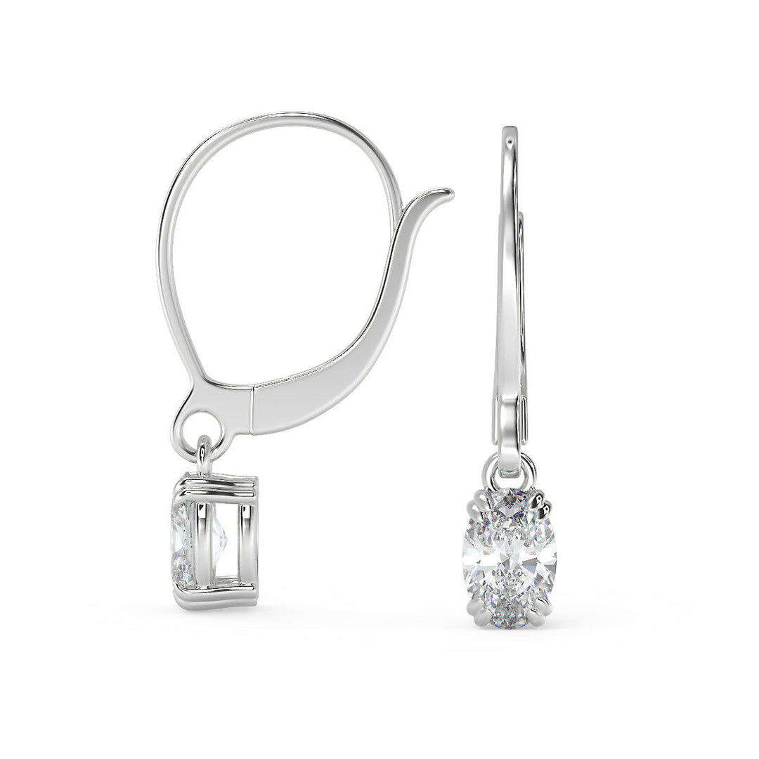 Emmy Oval Cut Double Prong Earrings Leverback - Nivetta